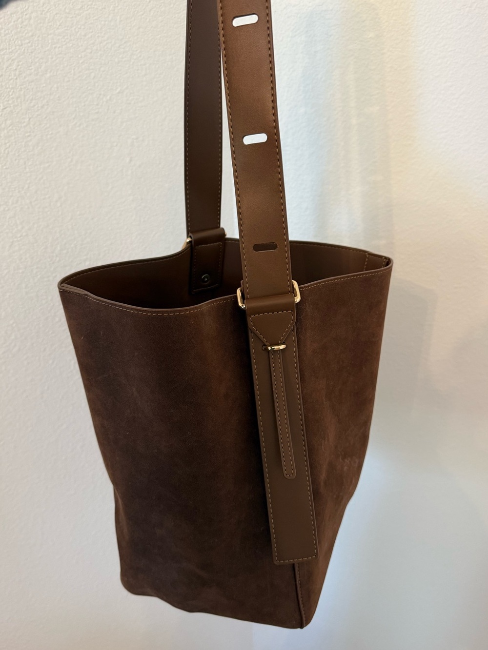 Melie Bianco Ezra Brown Faux Suede Bucket Shoulder Bag